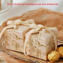 Elegant Floral Gift Box, Exquisite Souvenir Packaging Box For Wedding Celebration, Party Gift Boxes Summer Birthday Gifts Beach Back To School School Supplies Room Decor