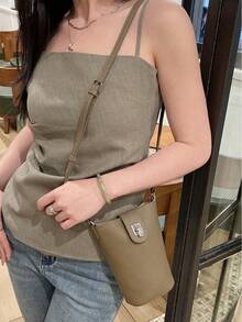 Cowhide All-Match Mobile Phone Bag Fashion Simple Mini Mini Shoulder Messenger Bag - Elephant Gray - View 3