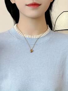 Summer New Arrival Simplistic Lace Trim Blue Short Sleeve Knit Top