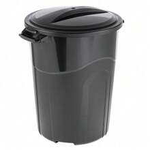 2025 32 Gallon Heavy Duty Plastic Garbage Can With Lid - Indoor/Outdoor Use In Black