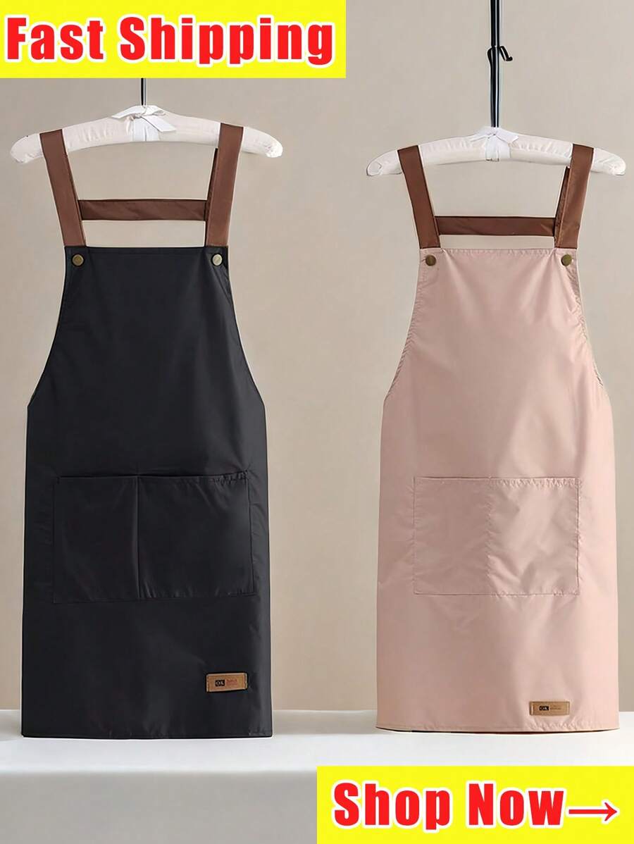 Waterproof And Oil Resistant Canvas Apron ,Adjustable Waistband, Breathable Fabric, New Kitchen Home Cooking Oil And Stain Resistant Apron, Wear Resistant,Kitchen, Bathroom, Family, Household Products,With Pockets , Multi-Purpose, Suitable For Coffee Bars And Restaurants