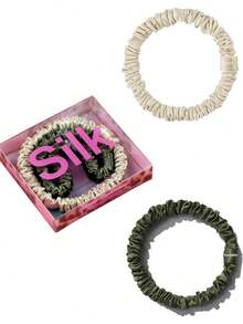SUNCDELV SLIK 100% 纯真丝纯色发圈，高品质发绳（22毫米），女士发饰马尾辫发圈，适合节日、旅行、生日等场合。 - 彩色 - 查看 17