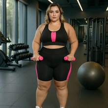 Conjunto Top e Shorts Bolso Inteligente para Academia e Corrida Plus Size G1, G2 e G3