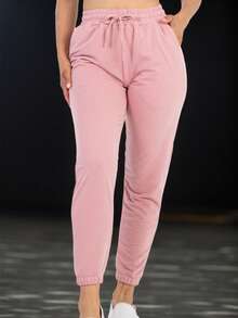 Comfortable Women's Long Jogger Sweatpants With Pockets High Stretch For Everyday Casual And Sporty Wear - Cẩm lai - Xem 2