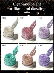 XEIJAYI XEJAYI 6-Color 15ml Water Light Crushed Gel Nail Polish Set,UV LED Soaking Nail Gel, Semi-Permanent, DIY Salon Quality Nail Art Gel For Spring And Summer