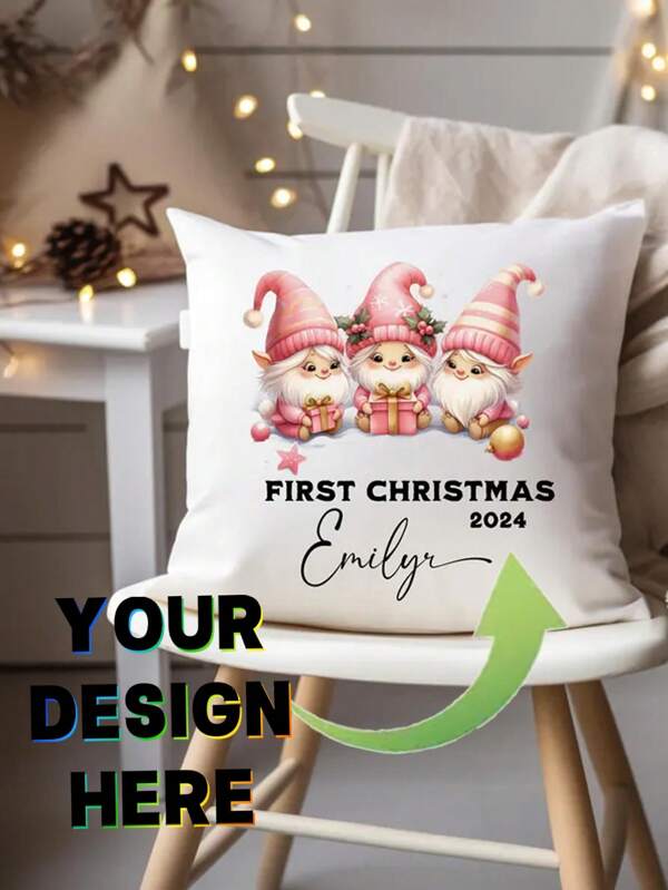 1pc Custom Name Personalized Baby Pillow Case, Christmas Baby Pillow Cover, First Christmas, Newborn Gift, Kids Room Decor
