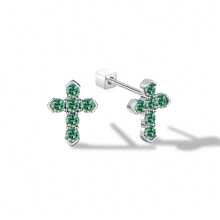 1 par de pendientes de cruz con moissanita verde de moda, de plata esterlina 925 con diamantes verdes, para hombres y mujeres con certificado