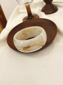 Brazaletes acrilicos personalizados de estilo retro y artístico con geometría, brazaletes anchos de resina vintage con textura sobredimensionada y redonda (el color, la textura y la profundidad varían de forma aleatoria)