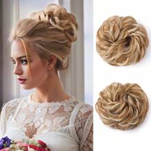 Synthetic Messy Bun Hair Pieces, Curly Wavy Bun Hair Band, Suitable For Women's High Bun Ponytail Hair Pieces