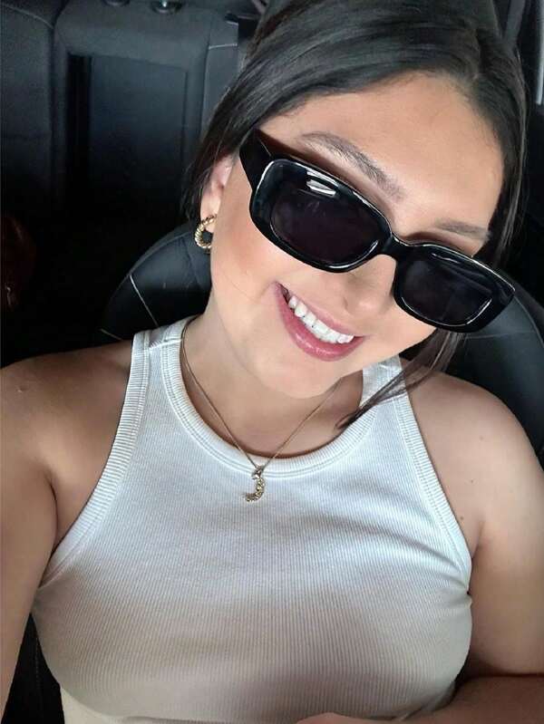 1 Pair Unisex Black Rectangular Modern Minimalist Sunglasses, Suitable For Street Style, Travel, Vacation, Sports, Driving, Festivals, Outings, Summer Accessories, Family Outings, UV Protection, Golf, Hiking, Elegant Look, Vacation Ambience, Sports, Parties, Outdoor Activities, Street Style, Fishing, Outdoor Activities, Holidays, Sun Protection, Vacation Shade Going Out Outfit Outdoor Beach Seaside Vacation And Gift For Family And Friends