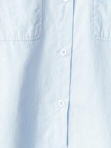 Camisa casual para mujer de manga remangable y unicolor - azul cielo - Ver 6