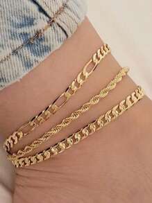 3pcs/Set Simple Bohemian Delicate Multilayer Anklet For Women Gold Color Chain Anklet Bracelets On The Leg Do Anklet Jewelry Women