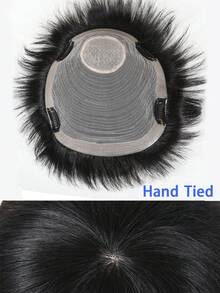 Men's Hair Topper Natural Black Short Straight Men Topper Hairpiece Hair Extensions Breathable Baldness Wig Hair Pieces - Natural Black - View 4