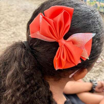 Laço Grande Mini Blogueira Brilho Infantil Com Ponta