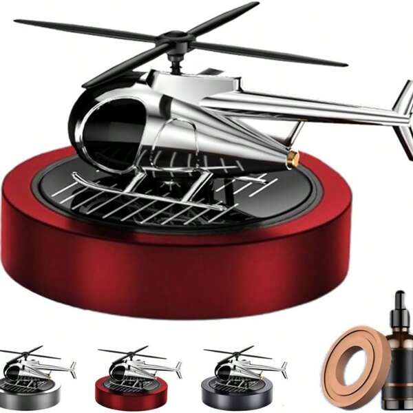 Car Accessories,Car Air Freshener Helicopter Solar Energy Rotating Fragrance Alloy Diffuser, Helicopter Car Fragrance Diffuser, For Car, Office