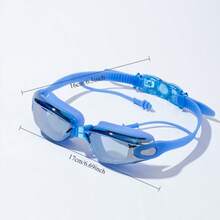 1 件成人游泳镜，男女通用大镜框电镀防水防雾透明游泳镜带耳塞，海滩必需品，海滩配件，泳池浮板