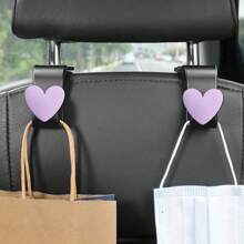 2 piezas Ganchos creativos con forma de corazón para reposacabezas de coche, organizadores de almacenamiento para el coche para colgar bolsas, carteras, bolsas de la compra, paraguas