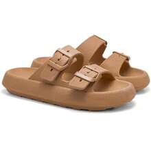 Men's Slide Cloud Buckle Slippers New Arrival Comfortable Flat Sole - 駝色 - 查看 2
