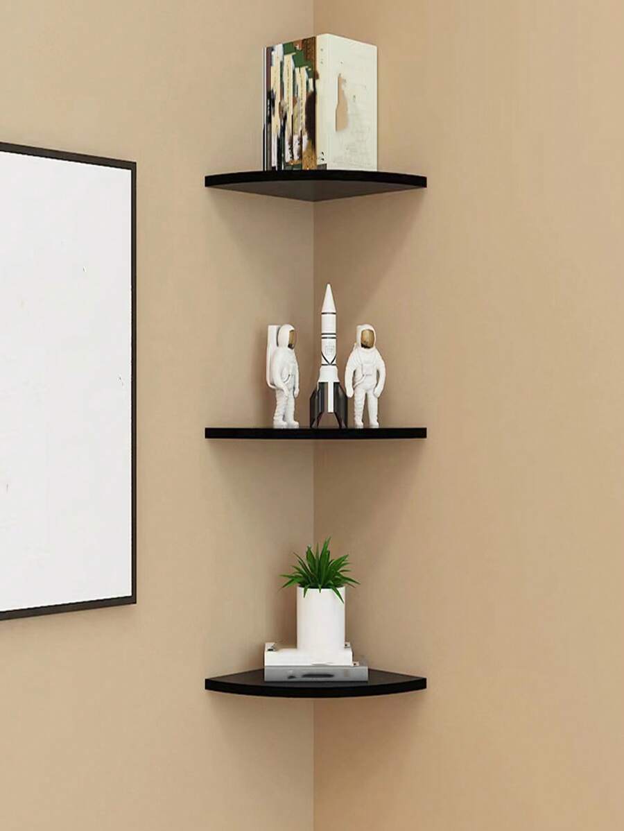 1pc Floating Shelf Space Saving Corner Shelf Storage Rack Wall Shelf For Bedroom Living Room Bathroom Kitchen