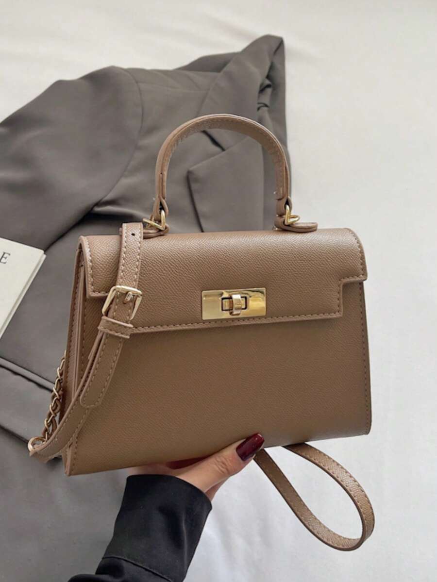 New Fashion Women PU Handbag, Large Capacity, Elegant High-End Matching, Adjustable Shoulder Strap, Khaki