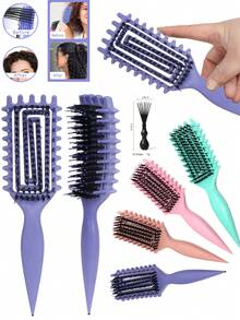 Pro Curl Defining Brush For All Hair Types | Vented Anti-Frizz Styler For Curly/Coily/Straight Hair, No-Pull Flexible Bristles & Heat-Resistant Design - Salon Smoothing & Detangling Tool, Curl Defining Brush, 2025 Curly Hair Brush, Vented Hair Brush For Detangling, Shaping And Defining Curls For Women And Men Less Pulling - Multicolor - View 19