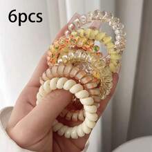 4/6/8个装简约可爱女士发圈，韩版少女风高品质波浪点电话线发圈，清新夏季系带无痕橡皮筋，适合女性，秋季、旅行、美发工具、女士配饰、发饰、秋季、女士、美发工具、发饰、发饰、美容配饰、礼物、旅行、女士礼物、发饰、女士、圣诞礼物、成人圣诞礼物、成人、发饰、女士配饰、圣诞礼物、成人发饰、圣诞礼物、成人礼发饰、女士礼物创意、美容圣诞礼物、女士礼物