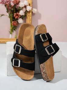 女士复古露趾透气凉鞋，舒适防滑耐用拖鞋，女士夏季鞋