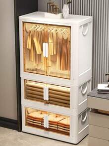 Folding Wardrobe For Home/Bedroom, Free Installation Easy Clothes Cabinet, Children's Closet Organizer Storage Cabinet - Multicolor - View 3