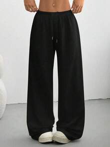 PETITE 女士休闲纯色抽绳腰运动裤