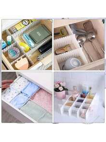 12pcs Adjustable Plastic Table & Drawer Organizers Dividers - Multipurpose Office, Dorm, Home Storage System - Multi-Functional Divider Accessories - Multicolor - View 3