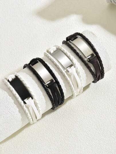 Pulseira minimalista de couro sintético para homens e mulheres, acessório casual unissex para uso diário, presente de Natal