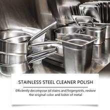 Juego de rociador de limpieza y pulido de 237 ml + esponja abrasiva de acero inoxidable, adecuado para cocinas de gas, campana extractora, utensilios de cocina, desengrasado y eliminación de óxido