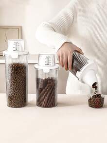 1pc Airtight Pet Food Storage Container, Large Capacity Transparent Cat/Dog Food Dispenser With Locking Lid, Moisture-Proof And Insect-Proof Kitchen Food Storage Box, Durable Transparent Pet Food Container For Dry Food And Treats - Clear - View 9