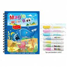1 Set Magic Water Color Painting Book, Magical Coloring And Drawing Kit, Educational And Reusable Watercolor Painting (Pen And Border Color Of Drawing Book Are Random), For Office, School, Painting, Student, Marker, Stationery, School Supplies, Watercolor, Holiday Party Birthday Gift