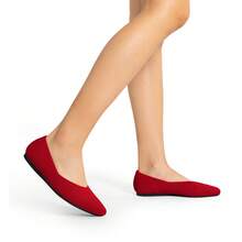 Women Knit Ballet Flats Pointed Toe With Arch Support Comfortable Dress Work Office Business Casual Travel Flats Shoes - Red - View 7