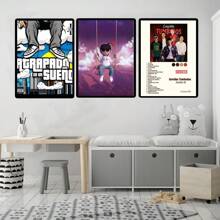 1 pieza Póster artístico de pared con opción de marco, Pop Music, Éxitos, Álbumes, Estrellas, Junior, H, Hip-Hop, Rap, para sala de estar, lienzo, pintura, arte, hogar, decoraciones de pared