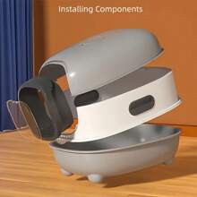 大型消毒封闭式猫砂盆 - 宽敞的椭圆形顶部入口设计，可折叠的防溅和气味控制，耐用且易于清洁，适合多猫家庭