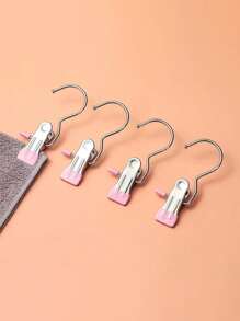 Premium Stainless Steel Clothes Clip, Adjustable Metal Pants Hanger With Clips,Laundry Clothes Nail With Hook, Portable Hanging Clothes Clip Decorations Costumes Decor Festival Decor Pants And Skirt Hangers With Grip Clips,Spring,Minimalist,Summer Tops
