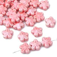 10 pezzi Perle in ceramica a forma di fiore da 12 mm per realizzare gioielli fai-da-te - Perle decorative multicolore vibranti per collane, braccialetti e accessori, forniture per hobby, perle con finitura lucida, perle vibranti, perle per la creazione di gioielli