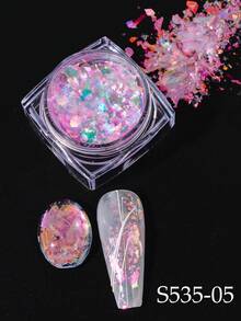 6 Colors Luxury Brocade Power Nail Glitter 1/6 Boxes Opal Pigment, Ice Crystal Pigment, Thin Film, Bright And Transparent Chameleon Glitter Nail Powder, Suitable For DIY Nail Salons Nail Supplies - Multicolor - View 12