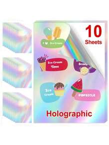 50 Blatt bedruckbares Vinyl Aufkleberpapier, wasserfestes A4 transparentes Kopierpapier, Tintenstrahldrucker, DIY selbstklebende Etiketten Aufkleber, Fantasy Thema, Fenster Dekoration | Regenbogen Effekt | Glänzende Oberfläche | Halloween Graffiti Aufkleber | Weihnachtsdekoration