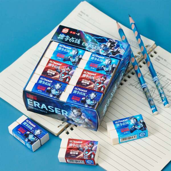 Ultraman Iigen 4pcs Eraser Lettering Line Eraser Cartoon Square Less Crumb Pencil Eraser