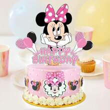 Disney 100 pièces Ensemble thème de fête dessin animé - Ballons, décoration de gâteau, décoration de petits gâteaux, convient pour anniversaire, remise des diplômes etc. - Ballons bleus et roses, décoration de fête thème Mickey et Minnie, décoration de fête d'anniversaire, arche de ballons, décoration de fête