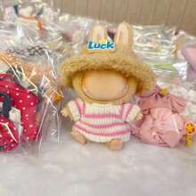 [Numai haine] Costum de păpușă Crybaby din bumbac, set unic pufos pentru păpuși de 6-7 inch, accesoriu pentru păpuși cu pandantiv breloc, haine universale pentru păpuși, decorează-ți păpușile (păpușa nu este inclusă)