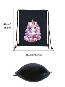 1pc New Colorful Unicorn Drawstring Japanese Backpack, Casual, Simple And Generous, With Drawstring Cuffs And Adjustable Shoulder Straps, Suitable For School And Hiking, Travel, Convenient For Storing Daily Necessities, Wide Range Of Uses, Fashion Darling, Suitable For All Styles And Occasions, Strong Style Adaptability. - Colorful Unicorn Backpack - View 7
