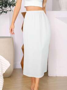 女士优雅春夏吊带裙，舒适顺滑面料内衬，适合连衣裙叠穿 - 白色 - 查看 1