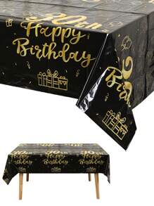 1 pezzo Tovaglia monouso nera e dorata con tema per 18°, 21°, 30°, 40°, 50°, 60°, 70° compleanno per decorazione di feste, raduni, Natale