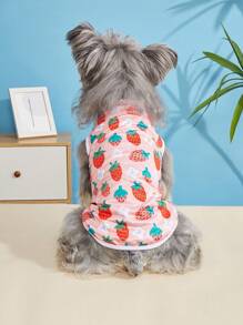 1 pezzo Corpetto per animali domestici con stampa cartoni animati, abbigliamento estivo per cuccioli, canottiera traspirante per cani piccoli come barboncini e gatti, indumento per animali domestici