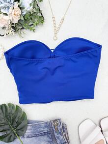 ELLIE Women's Strapless Crop Top With Button Details - 寶藍色 - 查看 4