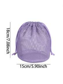 1pc Drawstring Mesh Makeup Bag, Convenient Breathable Travel Toiletry Pouch, Draining Wash Bag